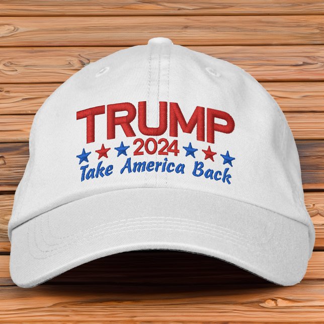 Donald Trump 2024 Take America Back Patriotic Star Embroidered Hat (Trump 2024 hat take america back)