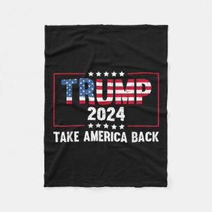 Donald Trump 2024 Take America Back Retro Vintage Fleece Blanket