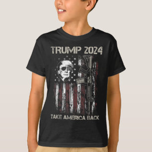 Donald Trump 2024 Take America Back Usa Flag Gun P T-Shirt