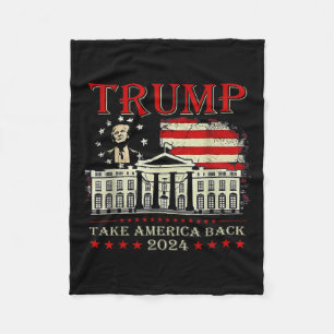 Donald Trump 2024 Take America Byck American Flag Fleece Blanket