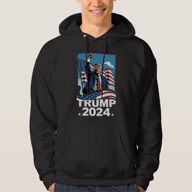 Donald Trump 2024 US Election American Flag Hoodie (Front)