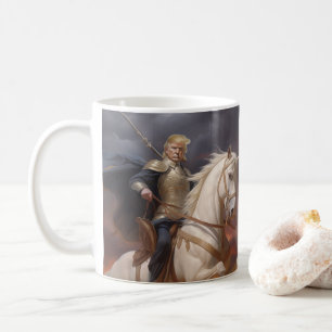 Donald Trump 2024 White Horse Knight Hero Funny AI Coffee Mug