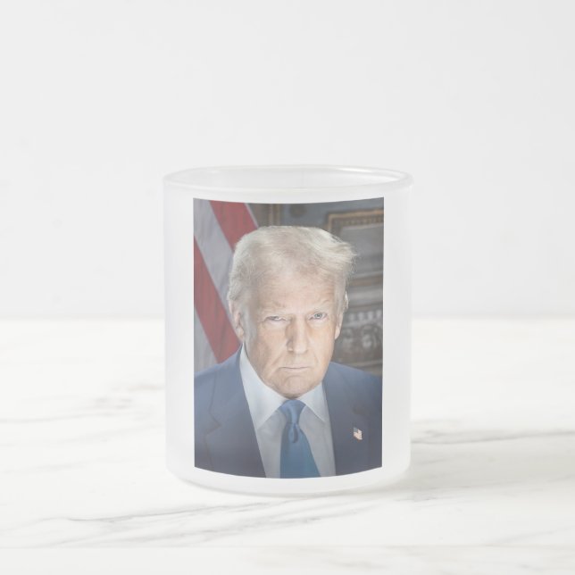 Donald Trump 2025 American President Portrait Frosted Glass Coffee Mug (Center)