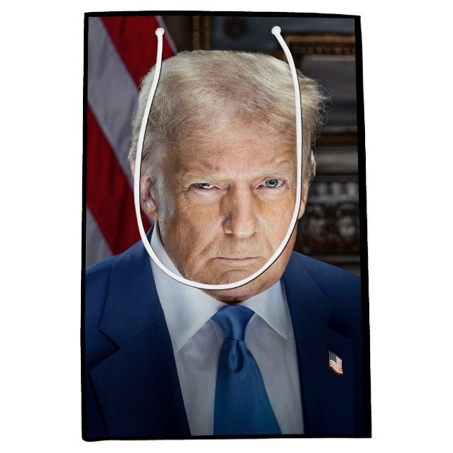 Donald Trump 2025 American President Portrait Medium Gift Bag (Front)