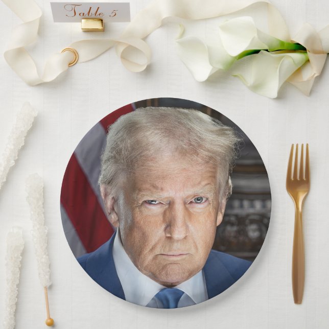 Donald Trump 2025 American President Portrait Paper Plate (Wedding)
