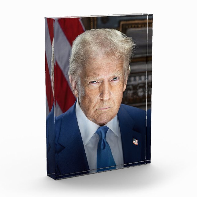 Donald Trump 2025 American President Portrait Photo Block (Left)