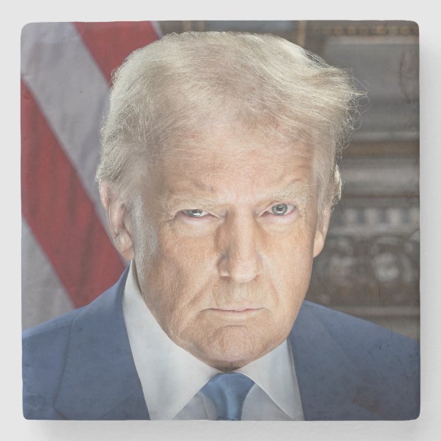 Donald Trump 2025 American President Portrait Stone Coaster (Front)