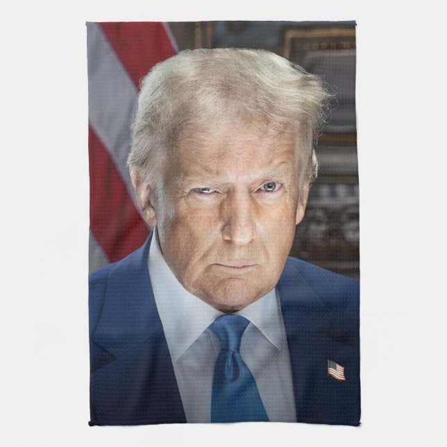 Donald Trump 2025 American President Portrait Tea Towel (Vertical)