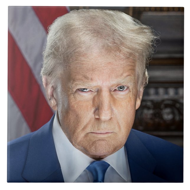 Donald Trump 2025 American President Portrait Tile (Front)