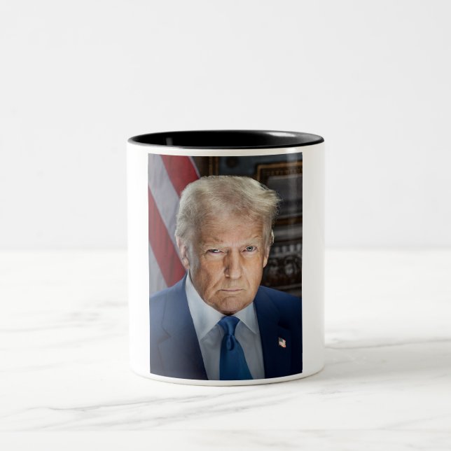 Donald Trump 2025 American President Portrait Two-Tone Coffee Mug (Center)