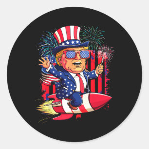 Donald Trump 2025 Happy 4th Of July Trump American Classic Round Sticker