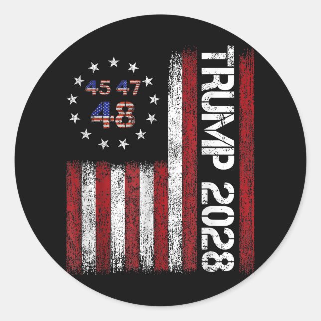 Donald Trump 2028 Trump 45 47 48th President Ameri Classic Round Sticker (Front)