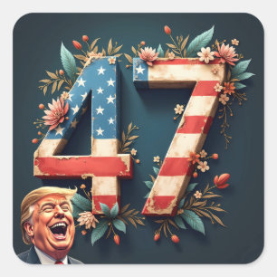 Donald Trump 47 Square Sticker