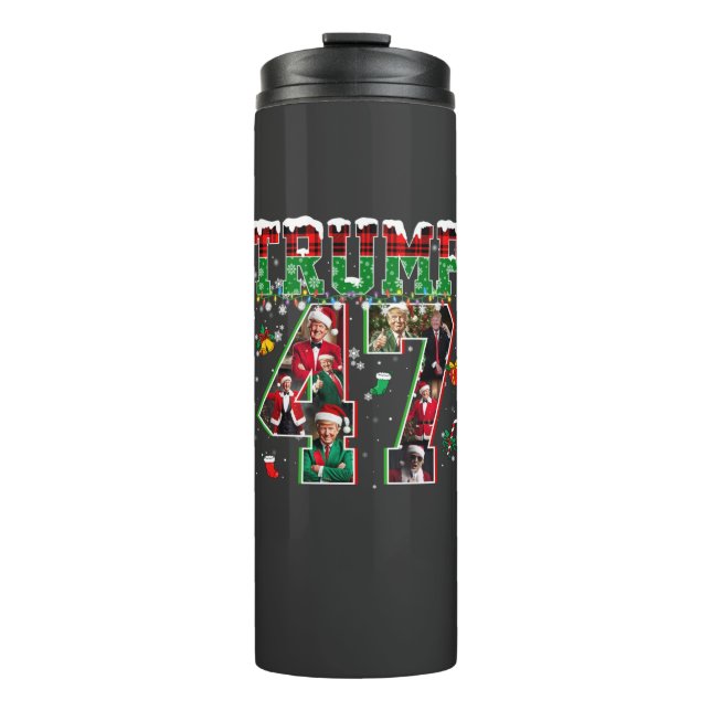 Donald Trump 47th President 2024 Christmas Santa Thermal Tumbler (Front)