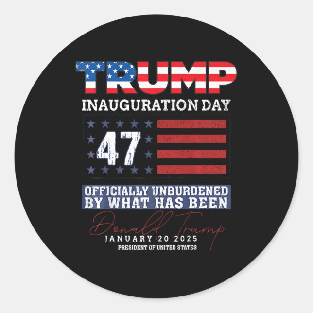 Donald Trump 47th President 2025 Inauguration Usa  Classic Round Sticker (Front)
