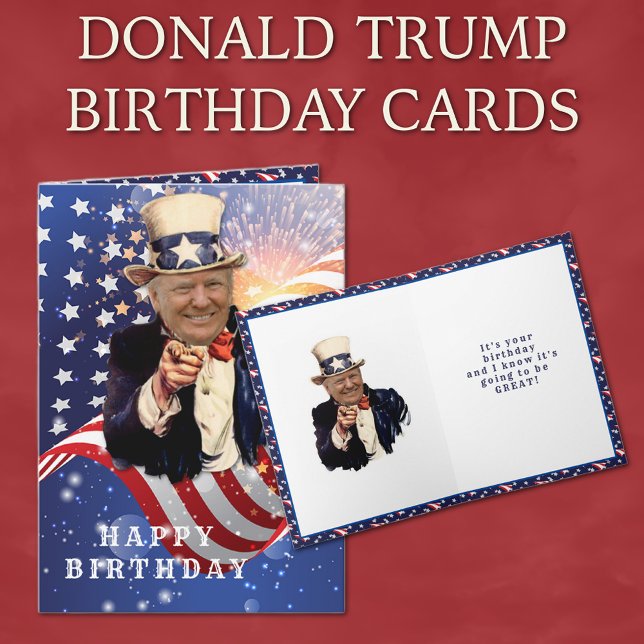 DONALD TRUMP AMERICAN FLAG  BIRTHDAY CARD (President DONALD TRUMP sends patriotic birthday greetings! )