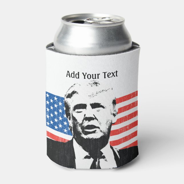Donald Trump American Flag Custom Text Can Cooler (Can Front)