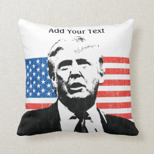 Donald Trump American Flag Custom Text Cushion