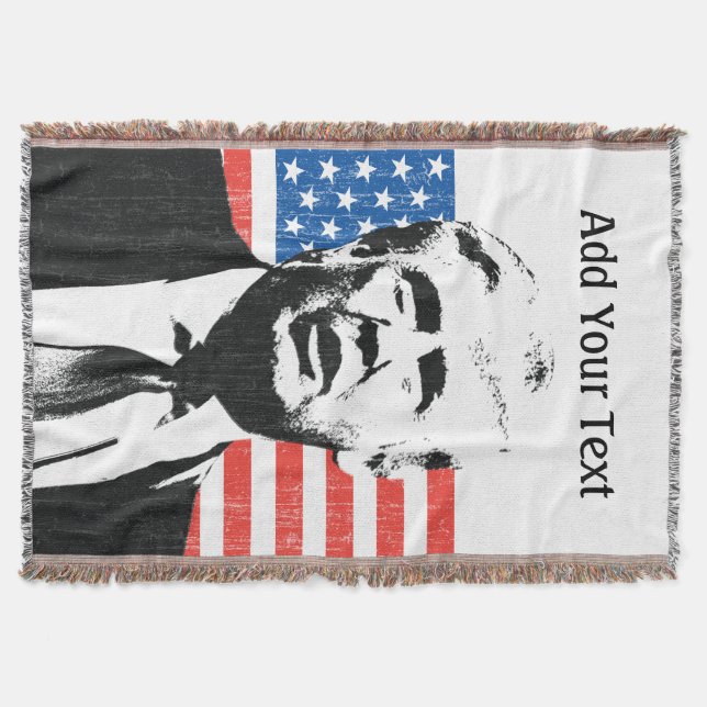 Donald Trump American Flag Custom Text Throw Blanket (Front)