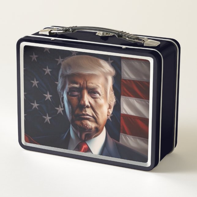 Donald Trump American  Flag Metal Lunch Box (Back)