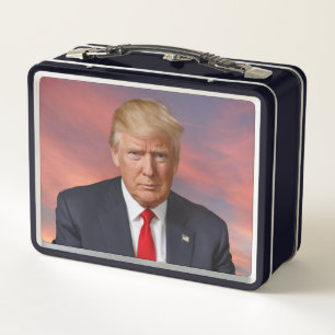 Donald Trump American Flag Metal Lunch Box