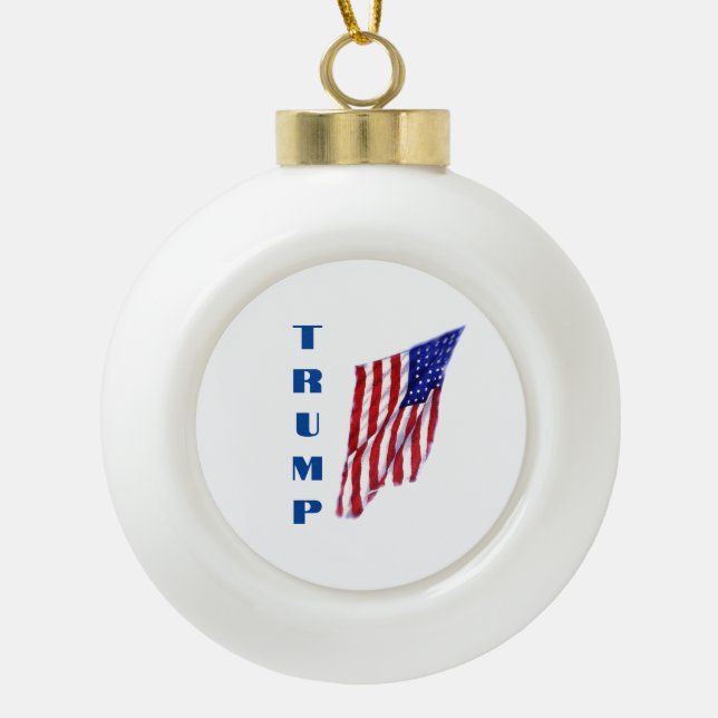Donald Trump American Flag Pop Art  Ceramic Ball Christmas Ornament (Front)