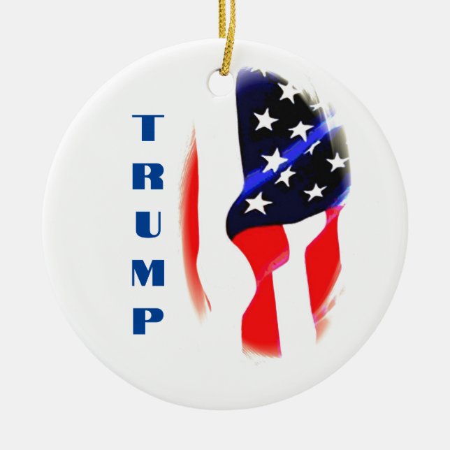 Donald Trump American Flag Pop Art  Ceramic Tree Decoration (Front)