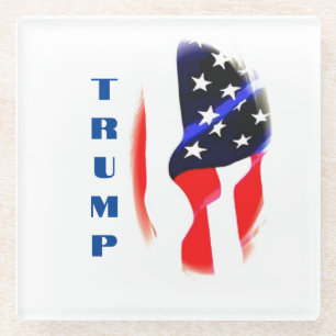 Donald Trump American Flag Pop Art Glass Coaster
