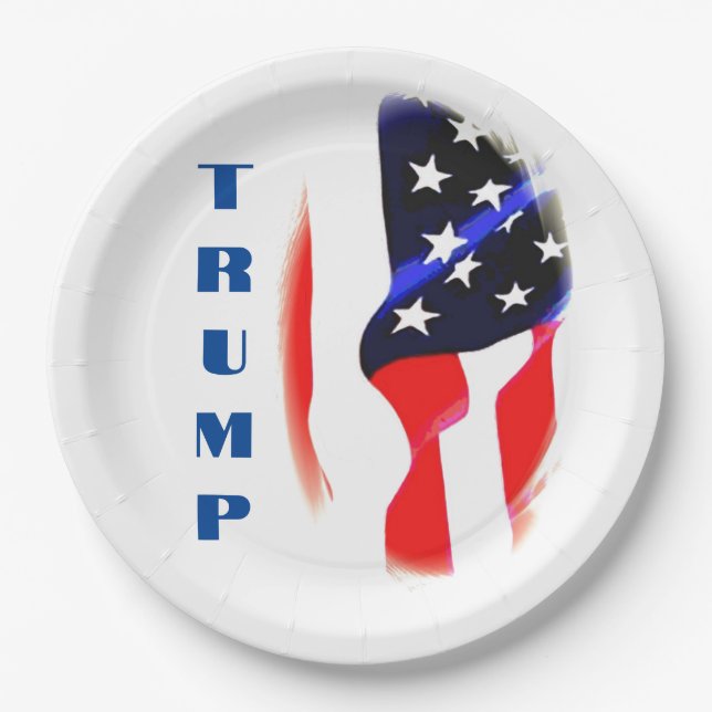 Donald Trump American Flag Pop Art  Paper Plate (Front)