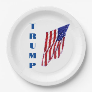 Donald Trump American Flag Pop Art Paper Plate