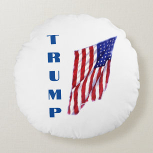 Donald Trump American Flag Pop Art  Round Cushion