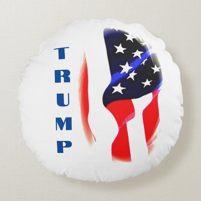 Donald Trump American Flag Pop Art  Round Cushion (Front)