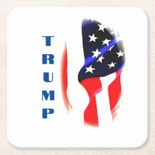 Donald Trump American Flag Pop Art Square Paper Coaster