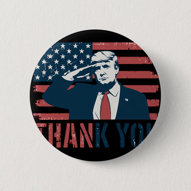Donald Trump American Flag President Thank You 6 Cm Round Badge (Front)