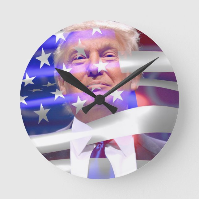 donald trump american flag round clock (Front)