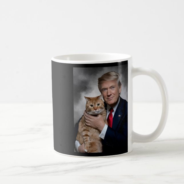 Donald Trump And Cat Funny Trump And Cat  Coffee Mug (Right)