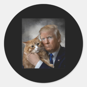 Donald Trump And Cat Funny Trump And Cat, Litical  Classic Round Sticker