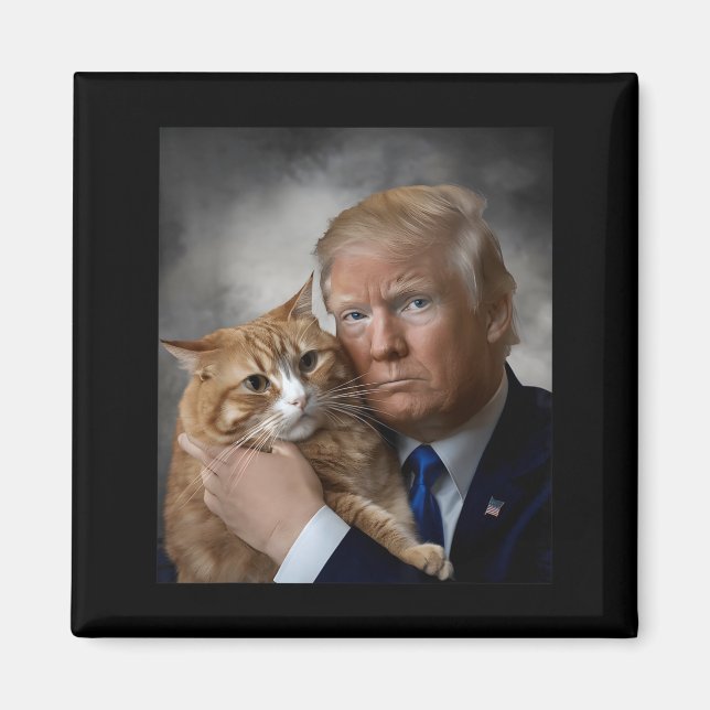 Donald Trump And Cat Funny Trump And Cat, Litical  Magnet (Front)