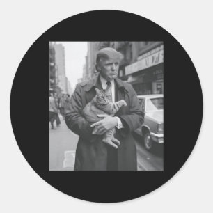 Donald Trump And Cat In Nyc  Classic Round Sticker