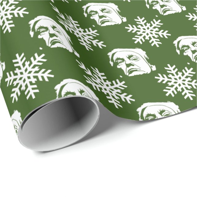 Donald Trump and Snowflakes Christmas Pattern Wrapping Paper (Roll Corner)