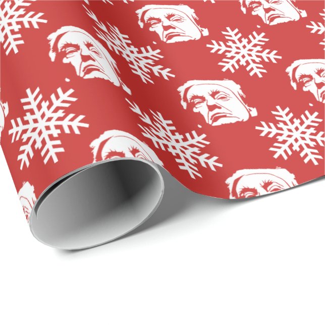 Donald Trump and Snowflakes Christmas Pattern Wrapping Paper (Roll Corner)