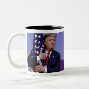 Donald Trump and the Flag Two-Tone Coffee Mug