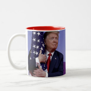 Donald Trump and the US Flag Two-Tone Coffee Mug
