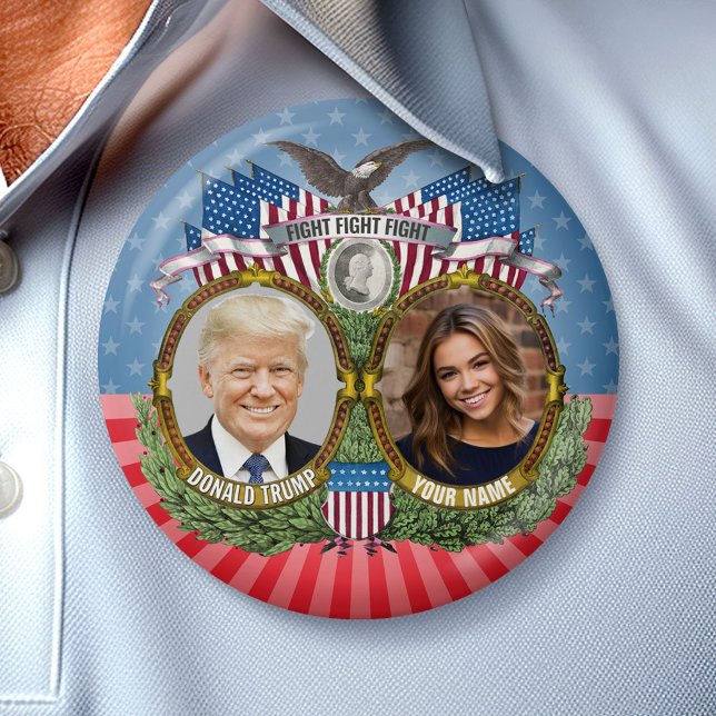 Donald Trump and Your Photo - Gag Gift 7.5 Cm Round Badge (Campaign Button)