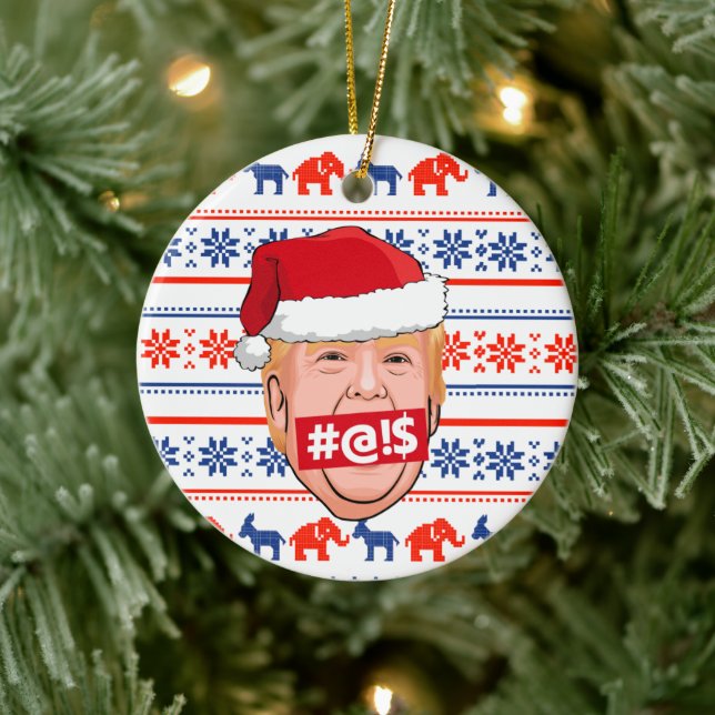 DONALD TRUMP Angry Christmas Ceramic Tree Decoration (Tree)