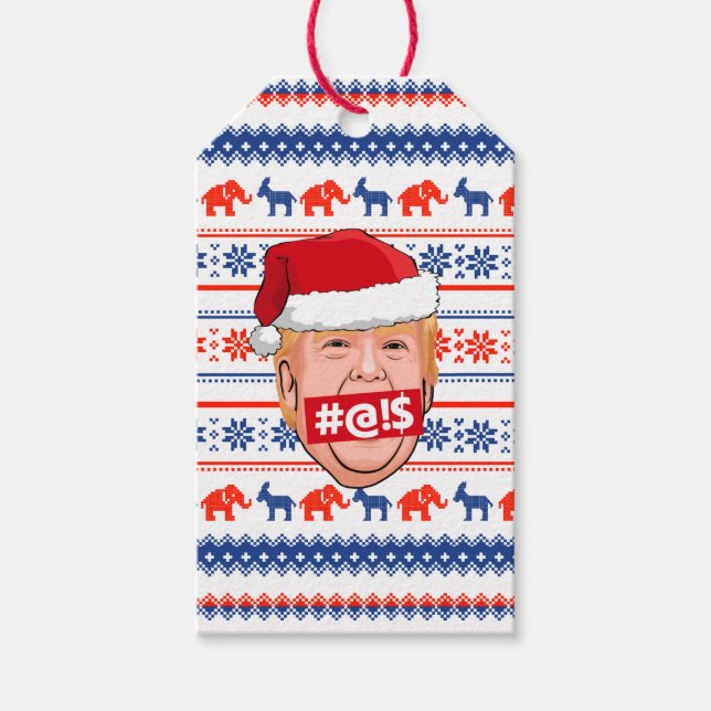 DONALD TRUMP Angry Christmas Gift Tags (Front)