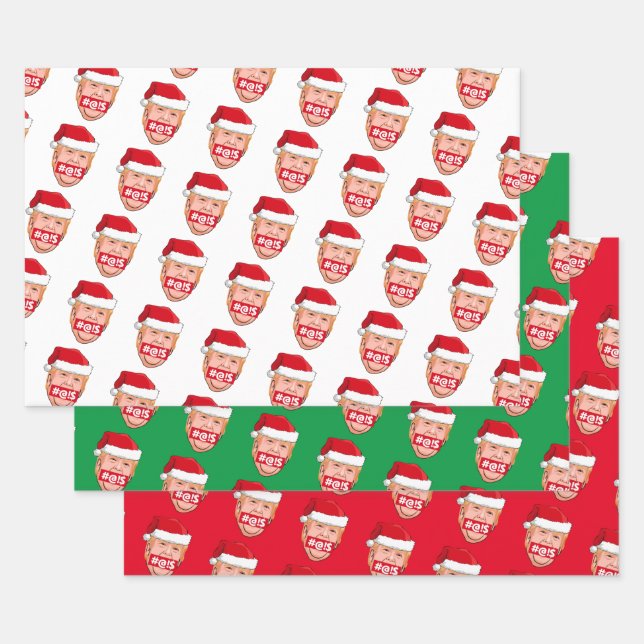 DONALD TRUMP Angry Christmas Wrapping Paper Sheet (Set)