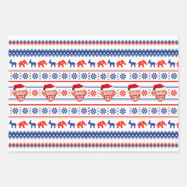 DONALD TRUMP Angry Christmas Wrapping Paper Sheet (Front)