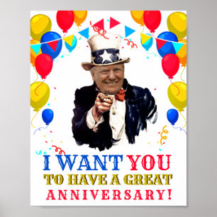 Donald Trump Anniversary Celebration Balloons Poster