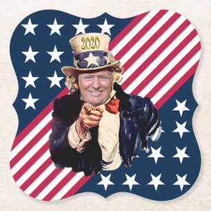 Donald Trump As Uncle Sam ~ Stars & Stripes ~ 2020 Paper Coaster